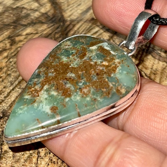 Yellow Green Chrysoprase Pendant 2 1/4” - Picture 3 of 12